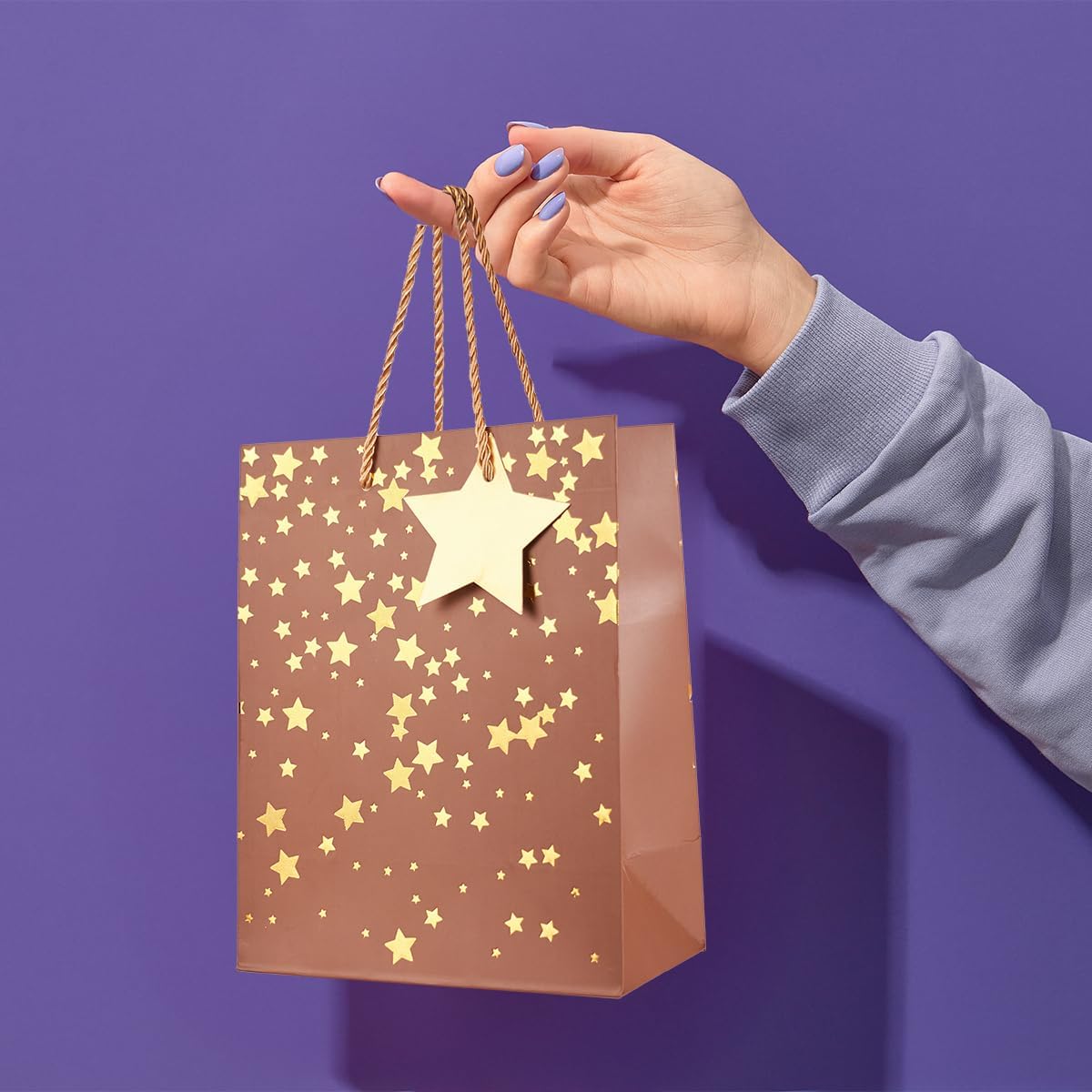 12 Pack Medium Gift Bags with Handles – 9'' Star Printed Paper Bags with Tissue Paper & Gift Tags | Reusable Thick Kraft Gift Bags for Men & Women, Birthday, Wedding, Christmas, Father’s Day & Any Occasion (Multi Color)