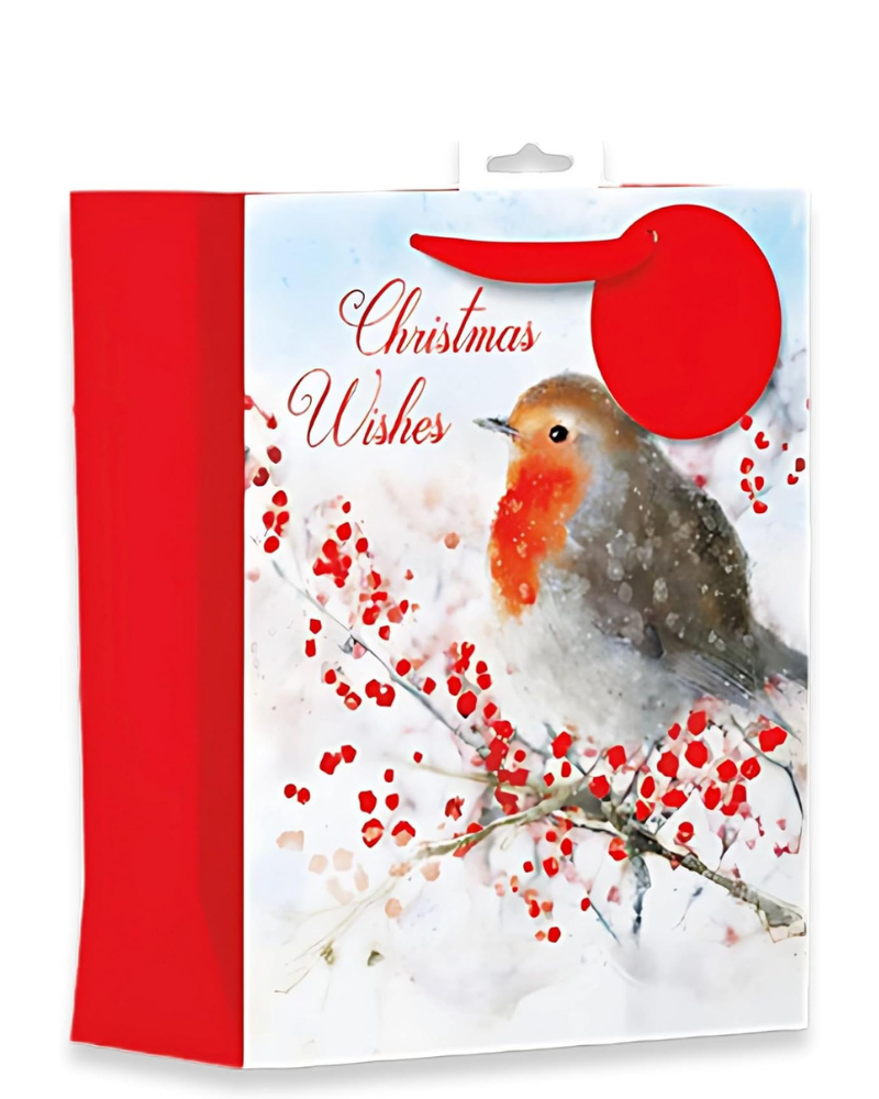 1 x Christmas Bag | Medium Size Gift Bag | 23 x 10 x 18cm | Merry Christmas Wishes Gift Bags | Xmas Bags | Perfect for Xmas Party Present Decorations | For Kids and Adults