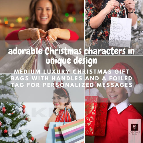 1 x Christmas Bag | Medium Size Gift Bag | 23 x 10 x 18cm | Merry Christmas Wishes Gift Bags | Xmas Bags | Perfect for Xmas Party Present Decorations | For Kids and Adults