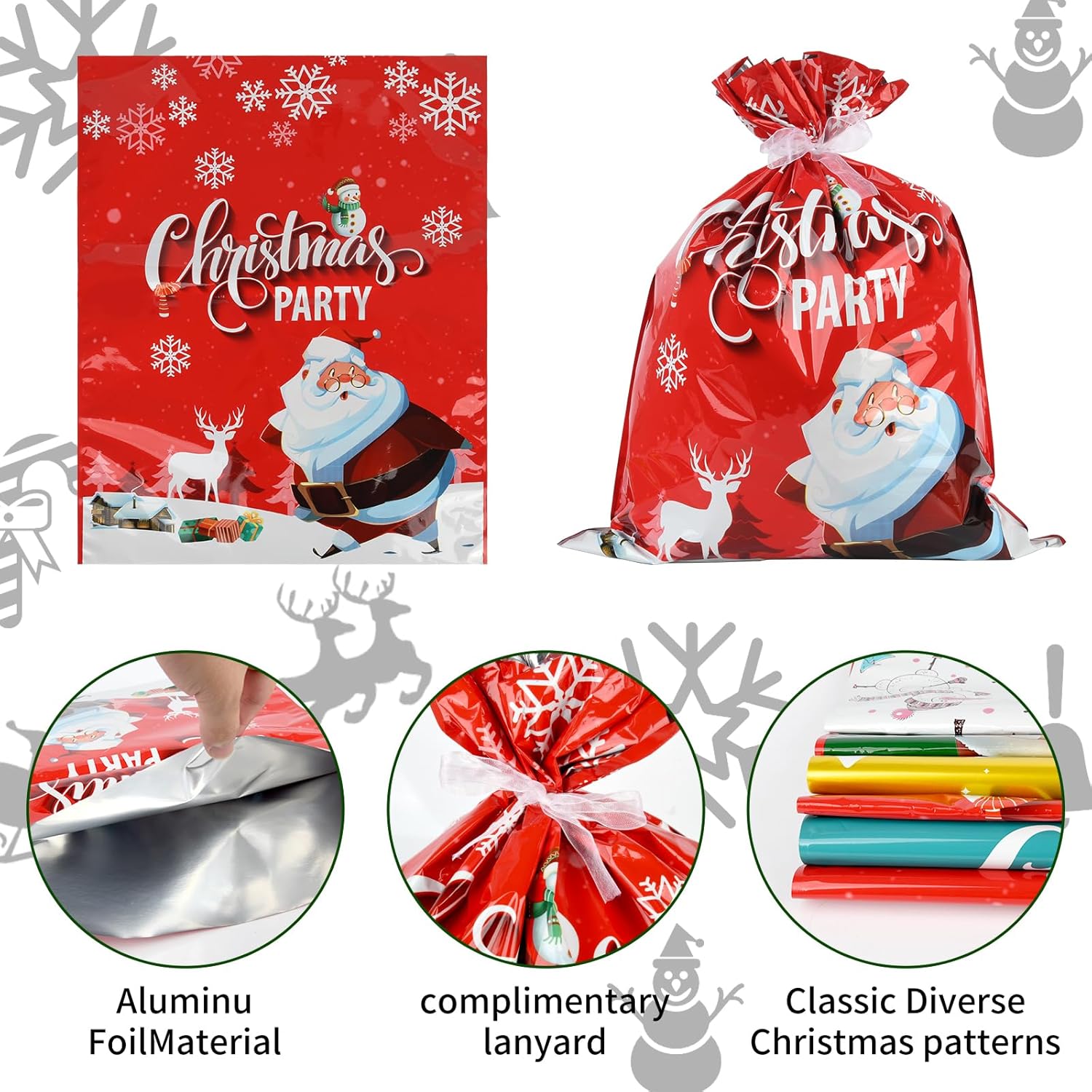20-Pack Christmas Wrapping Gift Bags with 24 Tags – Large, Medium & Small Xmas Bags for Presents, Birthday, Holiday & Party Favors