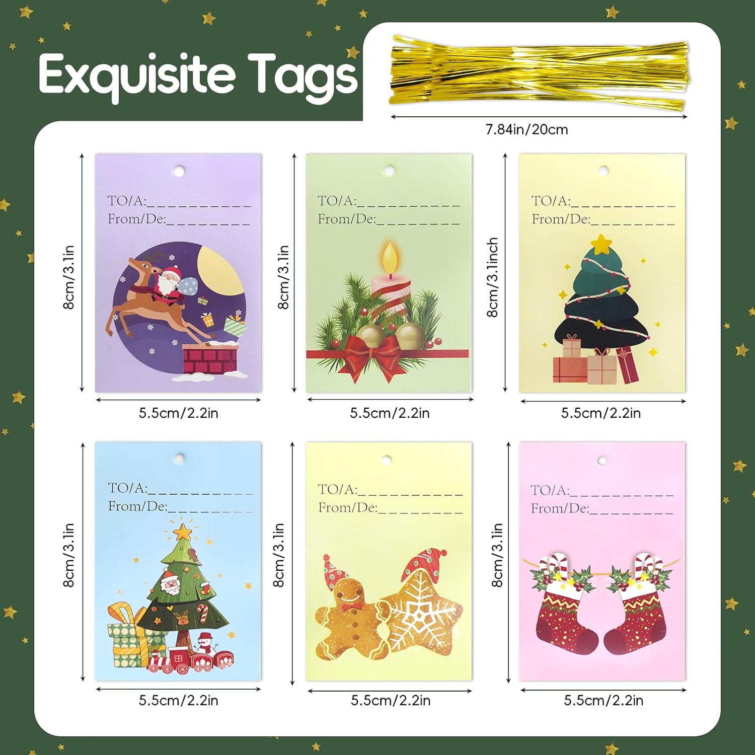 30Pcs Christmas Drawstring Gift Bags - Assorted Sizes Large Medium Small Present Wrapping Bags With Tags for Xmas Party