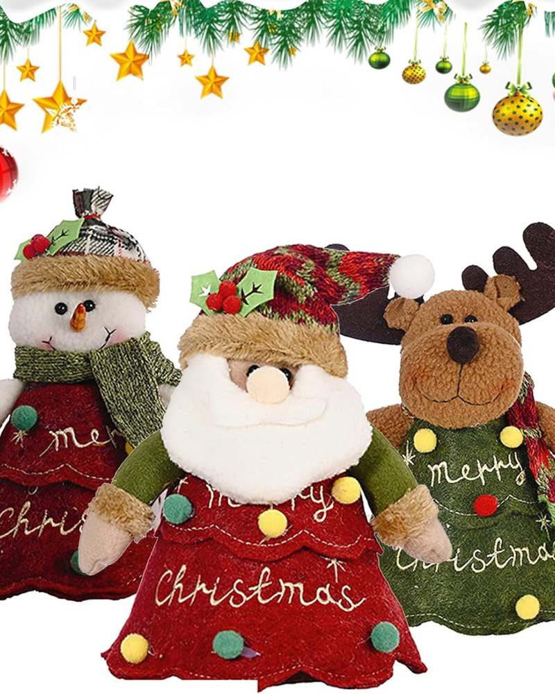 3Pcs Christmas Gifts Bags Zipper Design, 2026 Reusable Christmas Zipper Gift Bags,3D Doll Decoration Gifts Bag,Cartoon Doll Bag, For Packaging Of Apples, Candies, Small Toys And Gifts (3pcs)