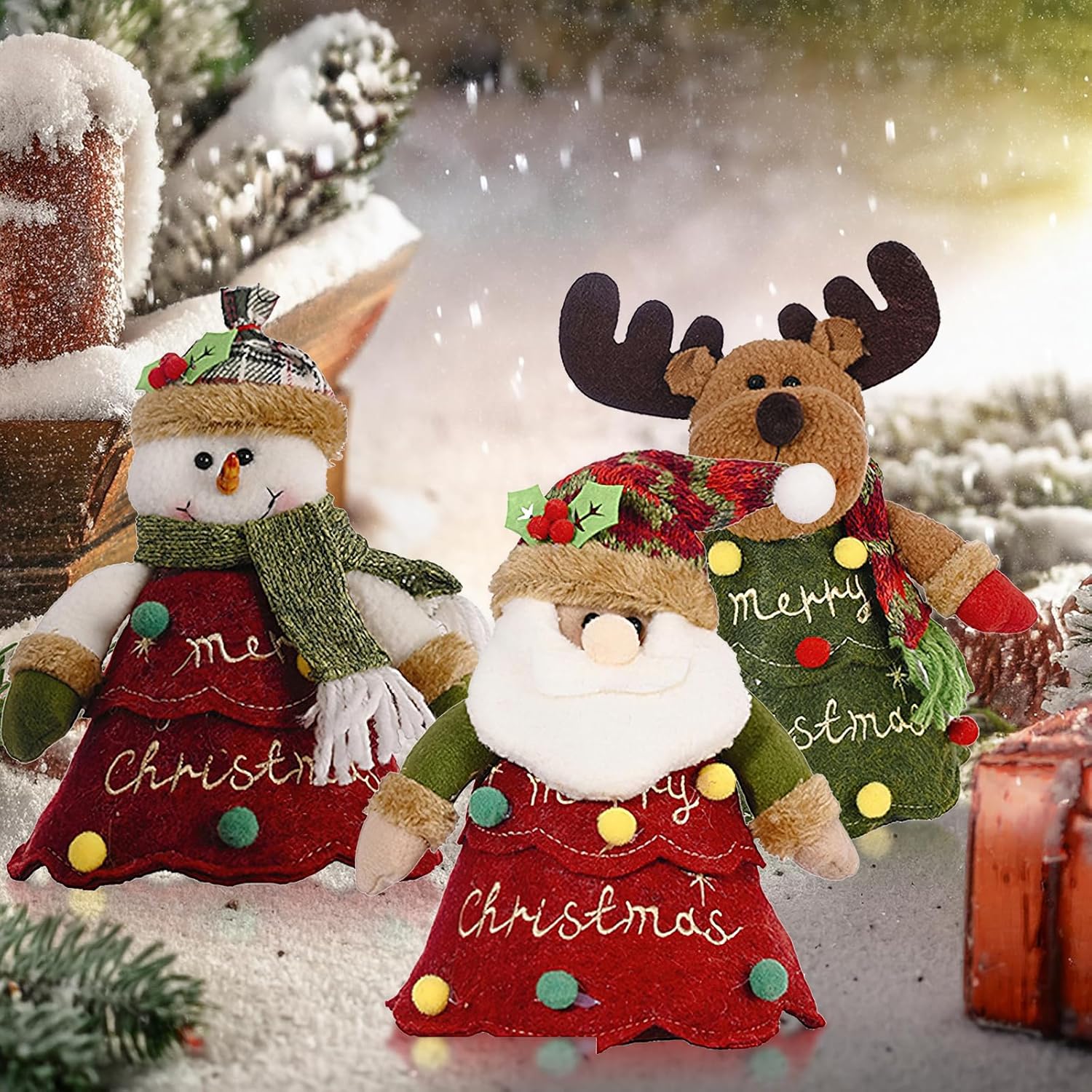 3Pcs Christmas Gifts Bags Zipper Design, 2026 Reusable Christmas Zipper Gift Bags,3D Doll Decoration Gifts Bag,Cartoon Doll Bag, For Packaging Of Apples, Candies, Small Toys And Gifts (3pcs)