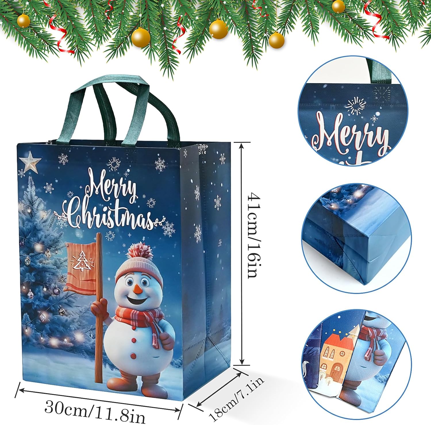 4Pack Large Christmas Gifts Bags Multipack, 18 * 30 * 41cm Christmas Bags for Presents Xmas Party