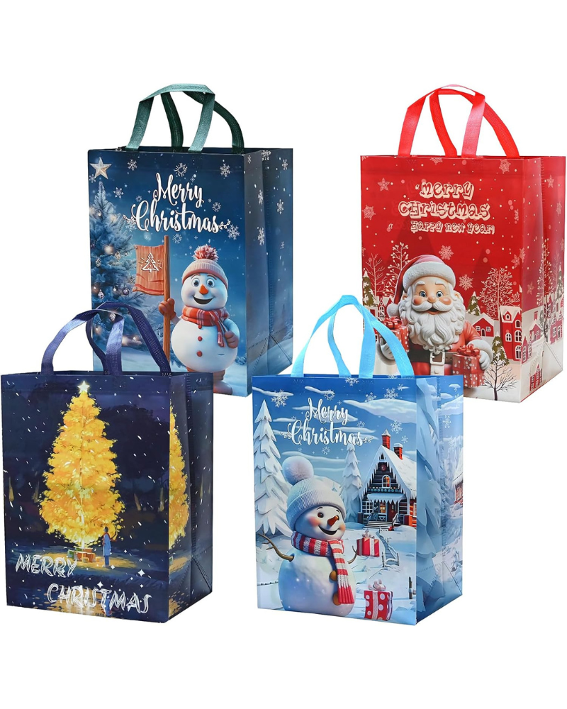 4Pack Large Christmas Gifts Bags Multipack, 18 * 30 * 41cm Christmas Bags for Presents Xmas Party