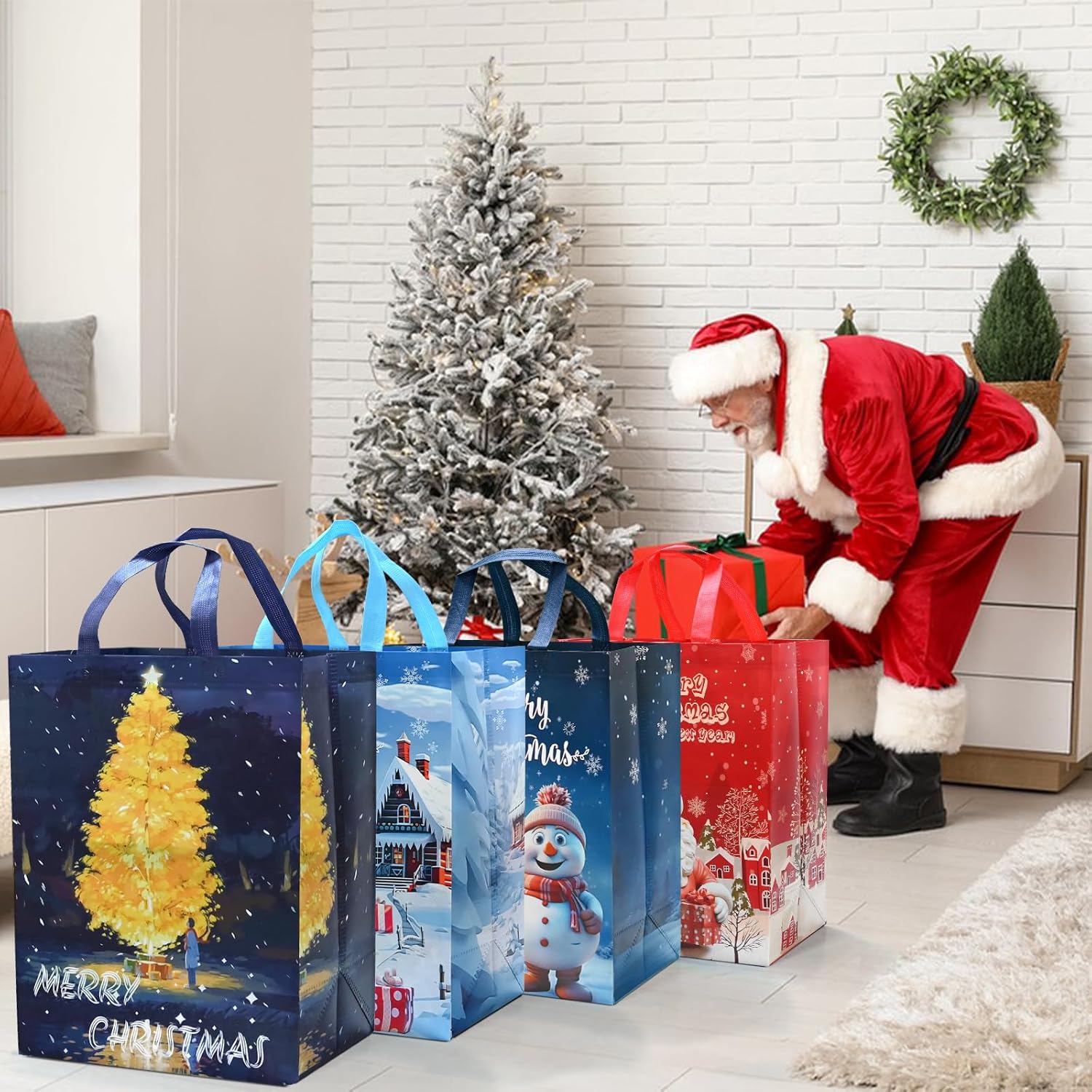 4Pack Large Christmas Gifts Bags Multipack, 18 * 30 * 41cm Christmas Bags for Presents Xmas Party