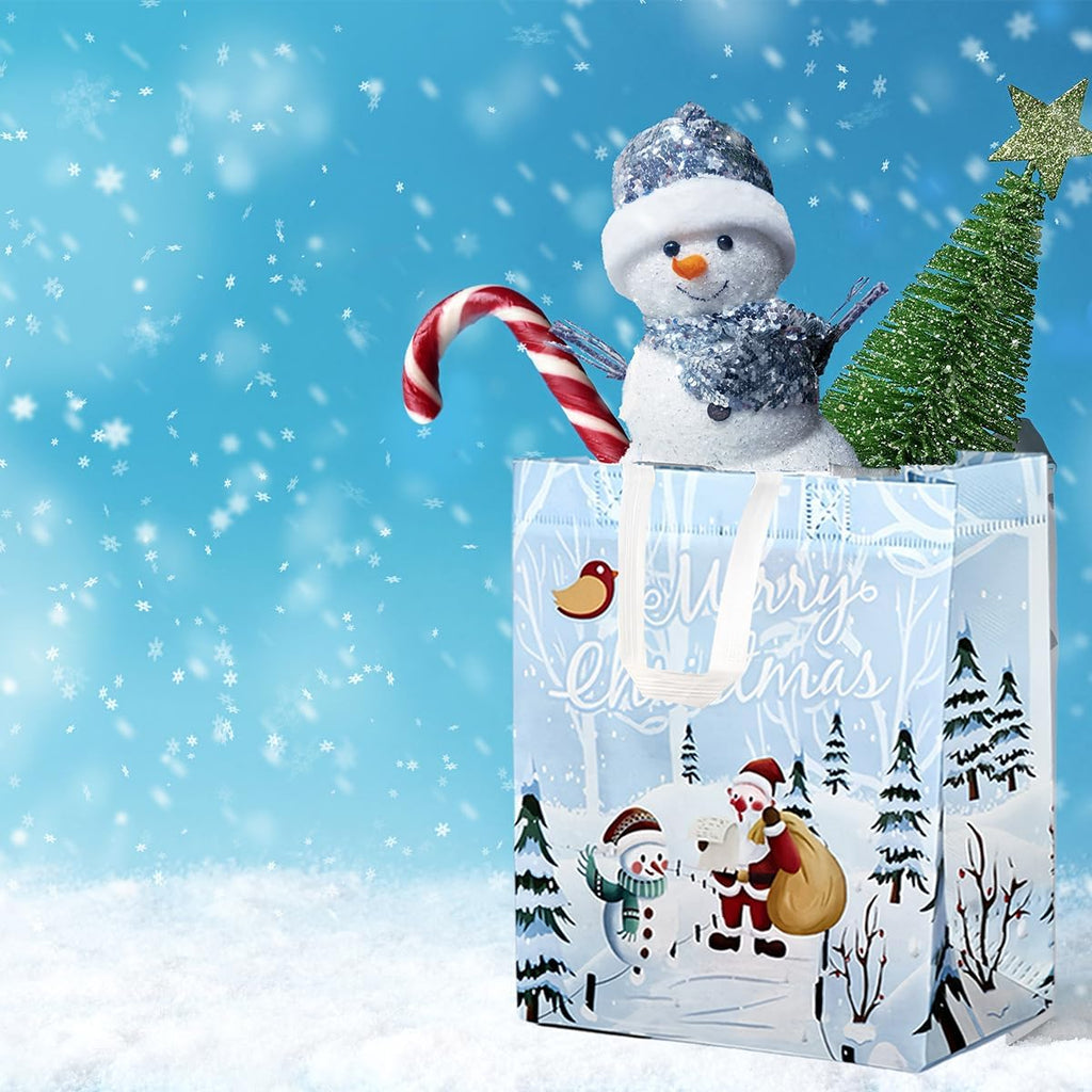 6-Pack Medium Non-Woven Christmas Gift Bags with Tissue Paper – Reusable Xmas Treat Bags with ‘Merry Christmas’ Design, Ideal for Holiday & New Year Gifts