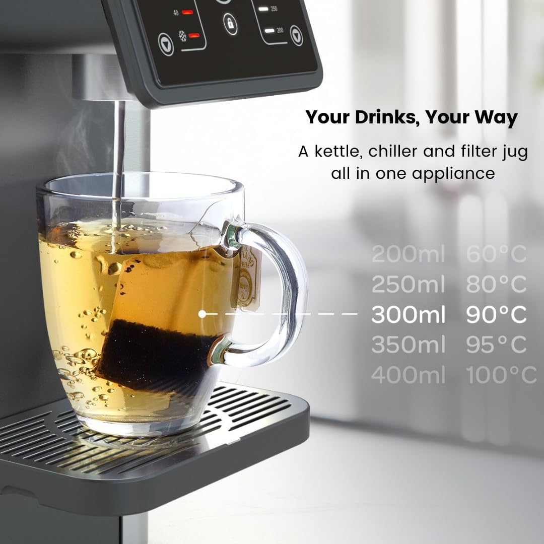 Aqua Optima Aurora Instant Hot & Cold Filtered Water Dispenser – 3.8L Capacity with Evolve+ Filter, Reduces Limescale, Microplastics, Chlorine for Home & Office Use