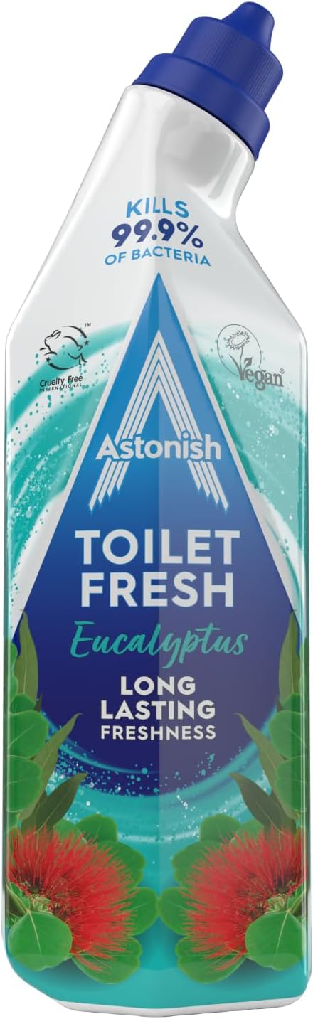 Astonish Eucalyptus Toilet Fresh Gel – Kills 99.9% of Bacteria, Limescale Prevention, 750ml