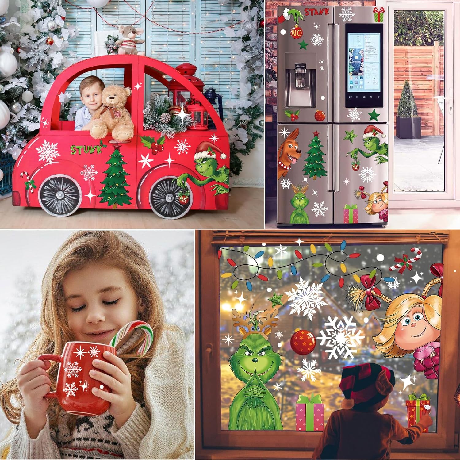 6 Sheet Christmas Window Stickers, Double Side Printed Christmas Window Stickers Decorations, Colorful Xmas Window Decor for Home School Office Decoration Christmas Holiday Supplies