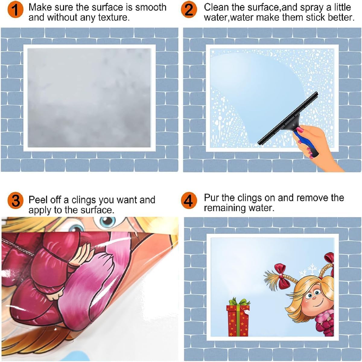 6 Sheet Christmas Window Stickers, Double Side Printed Christmas Window Stickers Decorations, Colorful Xmas Window Decor for Home School Office Decoration Christmas Holiday Supplies