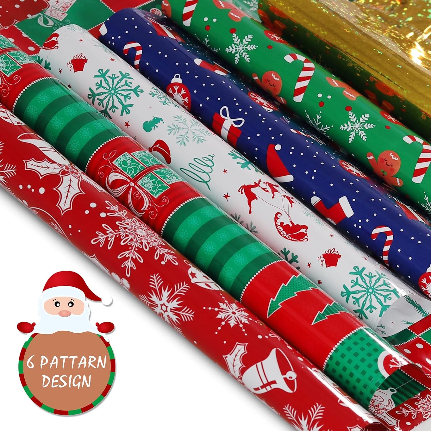 13 Pack Christmas Drawstring Gift Bags – 6 Festive Patterns, 4 Sizes Reusable Xmas Wrapping Bags for Presents, Candy, Birthday & Holiday Party